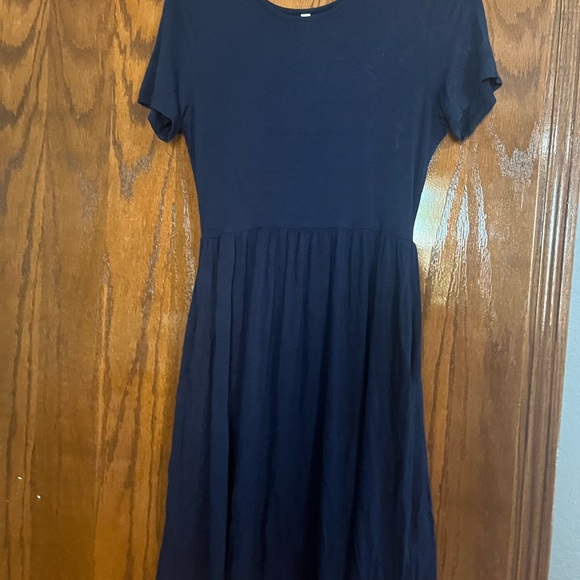 Navy Blue T-shirt Dress w/ pockets - Picture 1 of 4